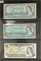 Canada  Notes $1.00 1954, 1967 & 1973
