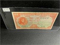 1964 Ireland 10 Shillings Bank Note