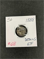 1888 Canada Five Cents Silver EF