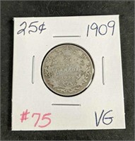 1909 Canada Twenty-Five Cents VG