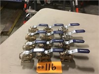 Lot of 12  1/2" brass ball valves