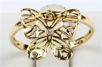 Jewelry 10kt Yellow Gold Butterfly Ring