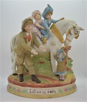 Porcelain Bisque Horse & Children Statuette