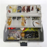 Cast Craft tackle box with contents: rubber lures,