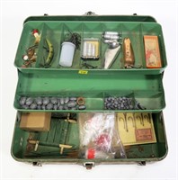 Union tackle box with contents: spoons, sinkers,