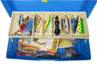 Emco tackle box with spoons, plugs, spinners