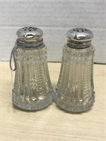 Crystal Salt And Pepper With Sterling Tops