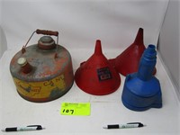 One Gallon Metal Gas Can & Funnels