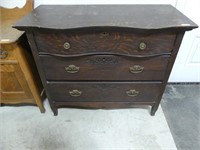 OAK 3 DRAWER SERPENTINE FRONT DRESSER