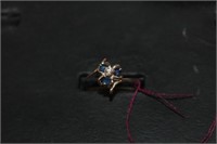 14kt White gold Blue Sapphire & Diamond Ring