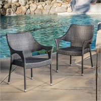 Noble House Cyrus 2 Piece Outdoor Wicker Chairs, G