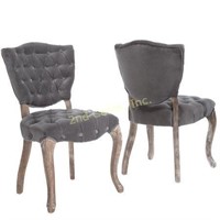 Noble House Monroe Tufted Grey Fabric Dining Chair