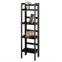 Wood Folding 4-Shelf Bookcase, Black