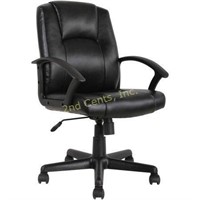 Mainstays Mid-Back Leather Office Chair, Black