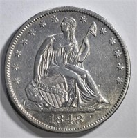 1848-O SEATED HALF DOLLAR, AU RARE!
