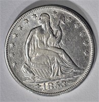 1853 ARROWS-RAYS SEATED HALF DOLLAR