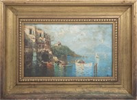 MEDITERRANEAN OIL ON BOARD PAINTING SIGNED