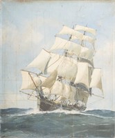 CLIPPER SHIP OIL ON CANVAS PAINTING SIGNED