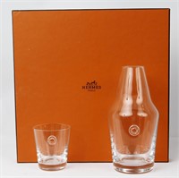 HERMES GLASS TUMBLER AND WINE CARAFE