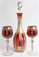 DECANTER SET WITH TWO WINE GLASSES