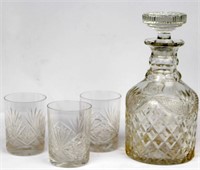 DECANTER AND TUMBLERS SET - LOT OF FOUR