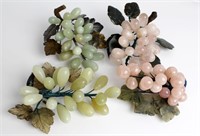 GLASS GRAPES AND LEAVES GREEN AND PINK - LOT OF 4