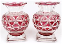 CRANBERRY GLASS VASES - LOT OF TWO
