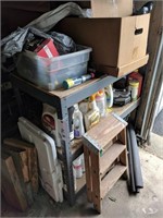 Shelf, Contents, and Step Ladder