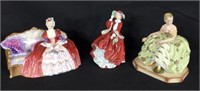 Three Royal Doulton & Italian Lady Figurines