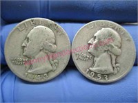 1943 & 1953 washington silver quarters(90% silver)