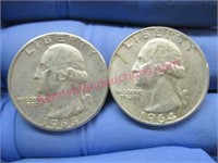 1963 & 1964 washington silver quarters(90% silver)