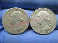 1940 & 1964 washington silver quarters(90% silver)