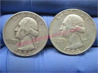 1954 & 1964 washington silver quarters(90% silver)