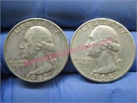 1962 & 1964 washington silver quarters(90% silver)