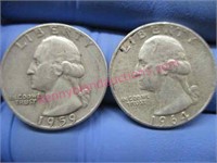 1959 & 1964 washington silver quarters(90% silver)
