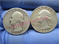 1952 & 1964 washington silver quarters(90% silver)