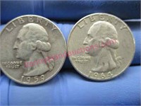 1959 & 1964 washington silver quarters(90% silver)