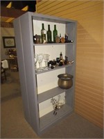 Wooden Shelving Unit and Contents