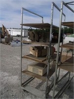 Rolling Shelves w/ oil & lubricants & misc parts
