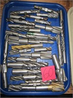 LARGE TRAY OF FLUTED CARBIDE END MILLS