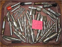 LARGE TRAY OF FLUTED CARBIDE END MILLS