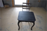 B- OLD WOODEN CHAIR AND TABLE