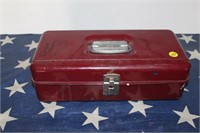 Vintage Metal Tackle Box w/ bungee Cords