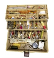 Fenwick 1080 tackle box with contents: plugs,