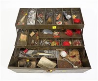 Kennedy tackle box with contents: plugs, flies,