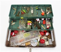 Kennedy tackle box with contents: spoons, spinners