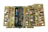 Plano 8606 tackle box with contents: plugs, line,