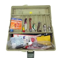 Gamefish tackle box with contents: plugs, spoons,