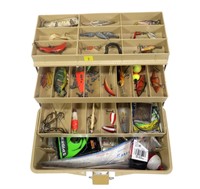Fenwick 1060 tackle box with contents: spoons,