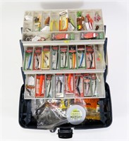 Plano XL 3-Tray tackle box with contents: plugs